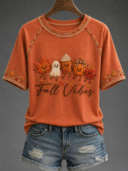 Damen-Herbst-Print-Freizeit-T-Shirt