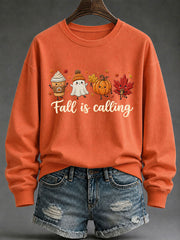 Damen-Kapuzenpullover mit „Fall Is Calling“-Print – lässig und bequem