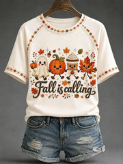 Der Herbst der Frauen ruft gedrucktes lässiges T-Shirt an