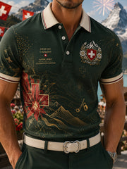 Grafisches Kurzarm-Poloshirt zur Feier des Nationalfeiertags der Männer