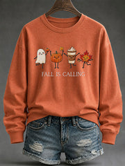 Damen 'Fall is Calling' bedrucktes lässiges Sweatshirt