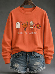 Damen 'Fall is Calling' bedrucktes lässiges Sweatshirt