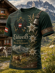 Herren-T-Shirt im österreichischen Landhausstil mit Kunstdruck