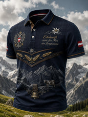 Herren-Polo mit Kunstdruck im österreichischen Landhausstil