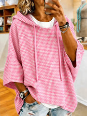 Damen Kapuzen pullover mit rosa Plaid druck