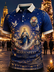 Herren-Poloshirt mit kurzen Ärmeln und grafischem Aufdruck zur Feier des Festes der Himmelfahrt Mariä