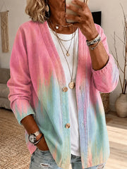 Frauen Rosa Abstrakte Kunst Strickjacke