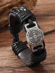 Herren Vintage Cross Pull-Out verstellbares hand gewebtes Leder armband