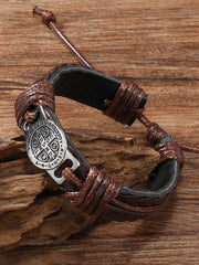 Herren Vintage Cross Pull-Out verstellbares hand gewebtes Leder armband