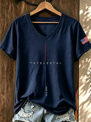 Damen-T-Shirt mit V-Ausschnitt und Aufdruck „Tetelestai“ nach Johannes 19,30