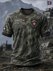 Herren-Raglan-T-Shirt mit kurzen Ärmeln und militärstilvollem Print