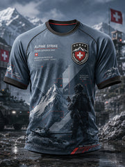 Herren-Raglan-T-Shirt mit kurzen Ärmeln und militärstilvollem Print