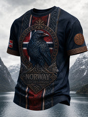 Lässiges T-Shirt mit Vintage-Druck im norwegisch-viking‑skandinavisch‑nordischen Stil