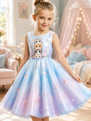 Mädchenkleid mit Tiermotiv-Kunstdruck
