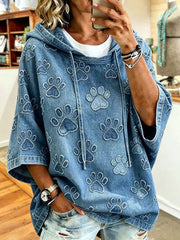 Damen Paw Print Art Casual Top