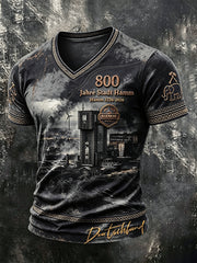 Herren-T-Shirt im Dark-Style mit V-Ausschnitt und 800-jährigem Jubiläumsdruck von German Hamm