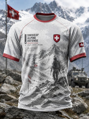 Herren-Raglan-T-Shirt mit kurzen Ärmeln und Vintage-Print im Militärstil