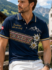Herren-Polo mit Kunstdruck im österreichischen Landhausstil