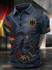 Herren-Poloshirt mit kurzen Ärmeln und Adlermotiv
