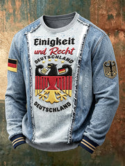 Herren-Fußball-T-Shirt im Patchwork-Style mit Langarm und lässigem Druck