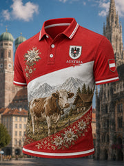 Herren-Polo mit Kunstdruck im österreichischen Landhausstil