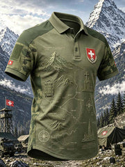 Herren-Poloshirt mit Schweizer-Legion-Muster