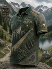 Herren-Poloshirt im Schweizer Militärstil mit Aufdruck