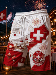 Lässige Kurzhose mit bedrucktem Herren-Feiertagsmotiv