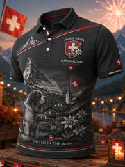 Kurzärmliges Polos hirt zum National feiertag der Männer