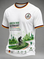 Umweltfreundliches Herren-T-Shirt mit kurzen Ärmeln und Fahrradmotiv-Print