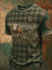 Herren-T-Shirt im österreichischen Landhausstil mit Kunstdruck