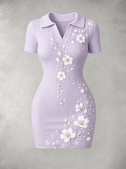 Frauen Baumwolle und Leinen Stil Blumen druck Bodycon Rock