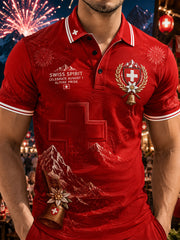Grafisches Kurzarm-Poloshirt zur Feier des Nationalfeiertags der Männer