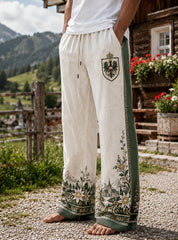 Herren-Hose im österreichischen Landhausstil mit Kunstdruck, lässig geschnitten