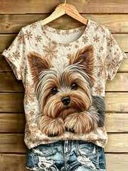 Damen-T-Shirt mit Tiermotiv-Druck, in Vintage-Optik, modisch und weit geschnitten, mit kurzen Ärmeln