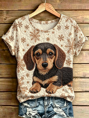 Damen-T-Shirt mit Tiermotiv-Druck, in Vintage-Optik, modisch und weit geschnitten, mit kurzen Ärmeln