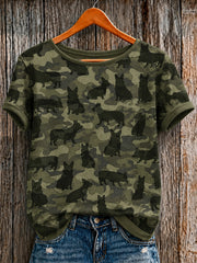 Kurzarm-T-Shirt für Damen Corgi Camo Art