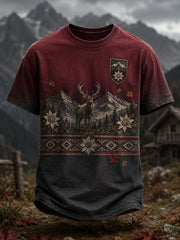 Herren-Casual-T-Shirt im österreichischen Landhausstil mit Kunstdruck