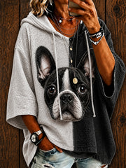 Frauen niedlicher Boston Terrier Kunst Casual Hoodie