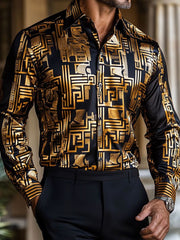 Herren Retro Business Style Kunstdruck Freizeit hemd
