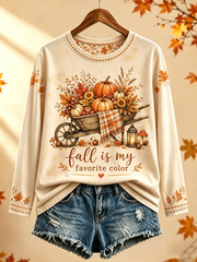 Damen Herbst ist meine Lieblings farbe Rundhals Langarm T-Shirt