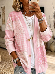 Frauen-Brustkrebs-Prävention Themen mit Blumen druck Freizeit-Strickjacke