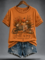 Das Herbstrot der Frauen ist meine Lieblingsfarbe – bedrucktes T-Shirt mit kurzen Ärmeln