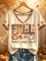 Frauen-Herbst-T-Shirt mit Muster, lässig, kurzärmelig und bedruckt