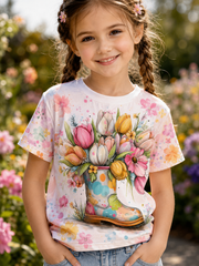 Kinder Blumen Kurzarm T-Shirt