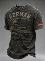 Herren-T-Shirt mit kurzen Ärmeln und aufwändigem Grafikdruck im Vintage-Stil