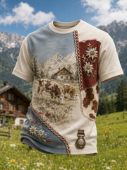 Herren-T-Shirt mit kurzen Ärmeln im österreichischen Landhausstil