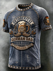 Herren-Vintage-Denim-Oktoberfest-Print-Lässiges T-Shirt
