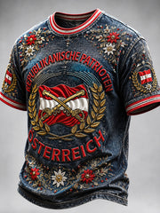 Herren-Casual-T-Shirt mit österreichischem Nationaltag und Blumenmuster