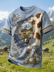 Herren-T-Shirt mit kurzen Ärmeln im österreichischen Landhausstil